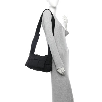 BOTTEGA VENETA Nylon Intrecciato Padded Tech Cassette Bag Black