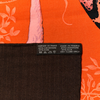 HERMES Cashmere Silk Tendresse Feline Shawl 140
