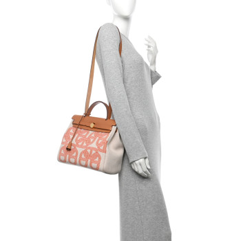 HERMES H Plume Canvas Vache Hunter Circuit 24 Herbag Zip Retourne 31 Orange Mecano Ecru Beige Naturel