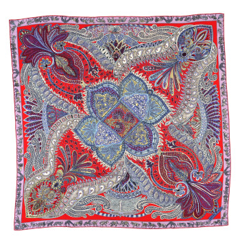 HERMES Cashmere Silk Le Jardin De La Maharani Shawl 140