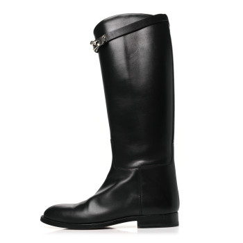 HERMES Box Kelly Jumping Boots 38.5 Black