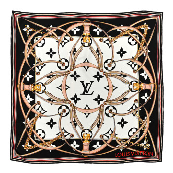 LOUIS VUITTON Silk Monogram Ultimate Square 90 Scarf Black
