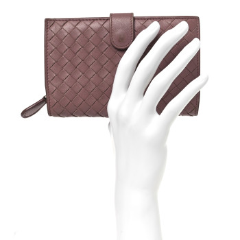 BOTTEGA VENETA Nappa Intrecciato French Flap Wallet Mallow