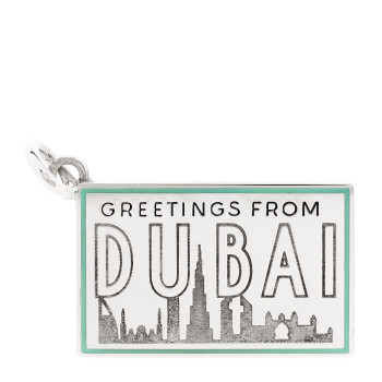 TIFFANY Sterling Silver Enamel Dubai Postcard Charm Blue