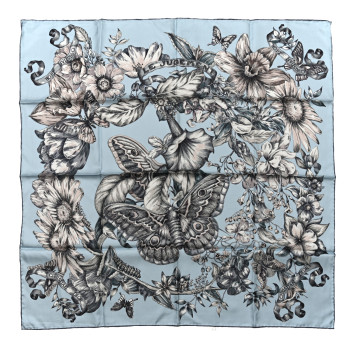 CHRISTIAN DIOR Silk Le Jugement Square Scarf Blue