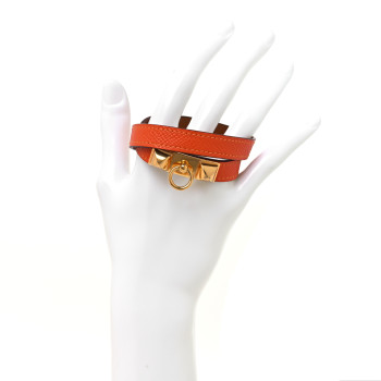 HERMES Epsom Rivale Double Tour Bracelet S Orange