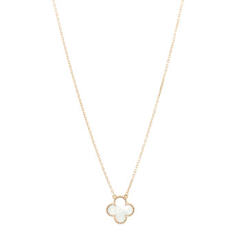 VAN CLEEF & ARPELS 18K Yellow Gold Mother of Pearl Vintage Alhambra Pendant Necklace