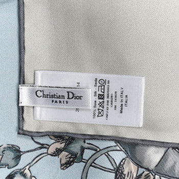 CHRISTIAN DIOR Silk Le Jugement Square Scarf Blue