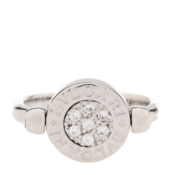 BULGARI 18K White Gold Diamond Black Onyx Bvlgari Bvlgari Flip Ring 52 6