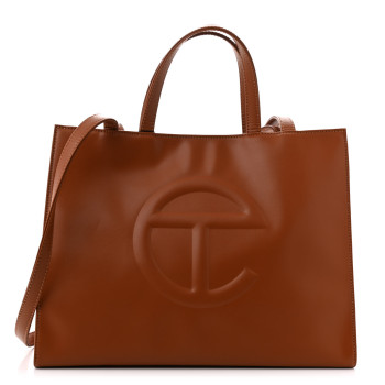 TELFAR Vegan Leather Medium Shopping Bag Tan