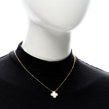 VAN CLEEF & ARPELS 18K Yellow Gold Mother of Pearl Vintage Alhambra Pendant Necklace