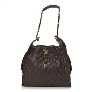 CHANEL Caviar Quilted Medium Chanel 25 Handbag Dark Brown