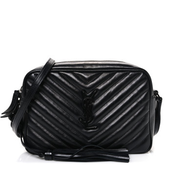 SAINT LAURENT Calfskin Matelasse Monogram Monochrome Lou Camera Bag Black