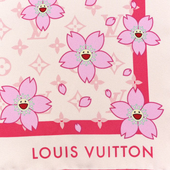 LOUIS VUITTON LV X TM Silk Monogram Cherry Blossom Square 70 Scarf Pink