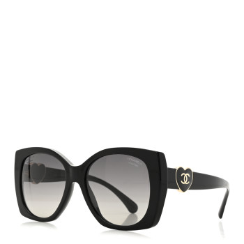 CHANEL Acetate Square CC Heart Sunglasses 5519 Black