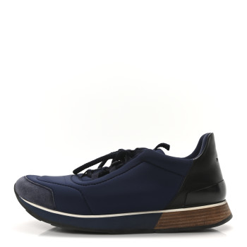 HERMES Technical Canvas Mens Miles Sneakers 43 Marine Black