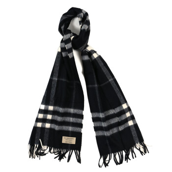 BURBERRY Cashmere Giant Check Scarf Black