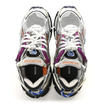 BALENCIAGA Mesh Rubber Distressed Runner Sneakers 40 Multicolor