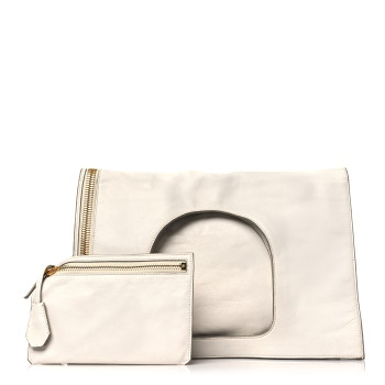 TOM FORD Ramskin Large Alix Padlock Zip Shoulder Bag White
