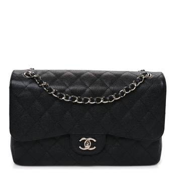 CHANEL Caviar Quilted Jumbo Double Flap Black