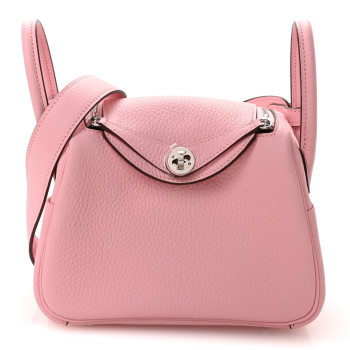 HERMES Taurillon Clemence Verso Mini Lindy 20 Rose Sakura Gris Perle