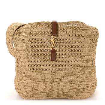 SAINT LAURENT Raffia Monogram Hobo Naturale