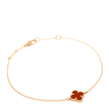 VAN CLEEF & ARPELS 18K Rose Gold Carnelian Sweet Alhambra Bracelet
