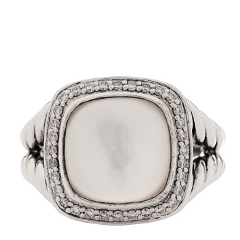DAVID YURMAN Sterling Silver Diamond Moon Quartz 11mm Albion Ring 52 6