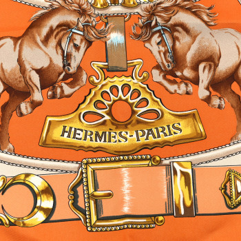 HERMES Silk Chevaux De Trait Scarf 90