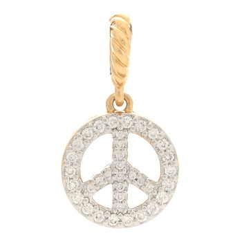 DAVID YURMAN 18K Yellow Gold Diamond Cable Collectibles Peace Sign Pendant