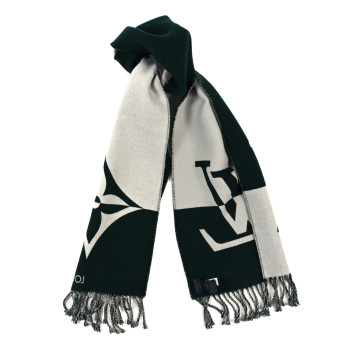 Wool Cashmere Graphic Dual Scarf Vert Fonce