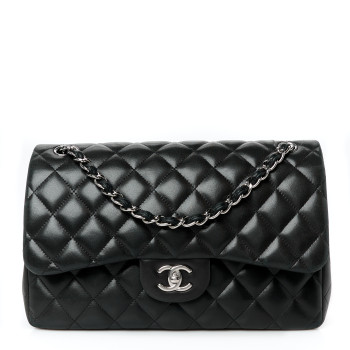 CHANEL Lambskin Quilted Jumbo Double Flap Black
