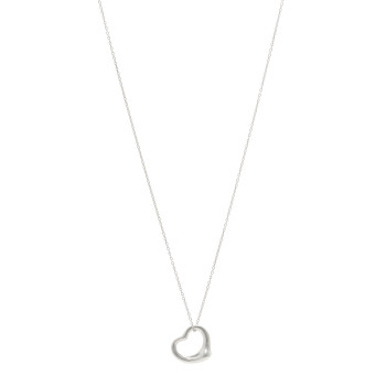 TIFFANY Sterling Silver 16mm Elsa Peretti Open Heart Pendant Necklace