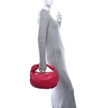 BOTTEGA VENETA Nappa Intrecciato Teen Jodie Hobo Cranberry