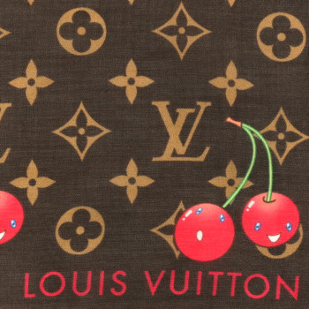 LOUIS VUITTON LV X TM Silk Monogram Cerise Square Scarf 55 Brown