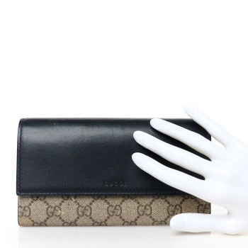 GUCCI Calfskin GG Supreme Monogram Continental Wallet Black