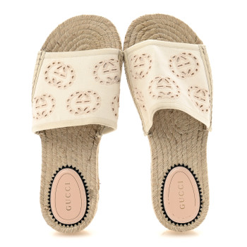 GUCCI Canvas Interlocking G Damita Espadrille Sandals 37 Natural