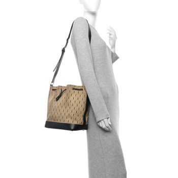 SAINT LAURENT Canvas All-Over Monogram Bucket Bag Black