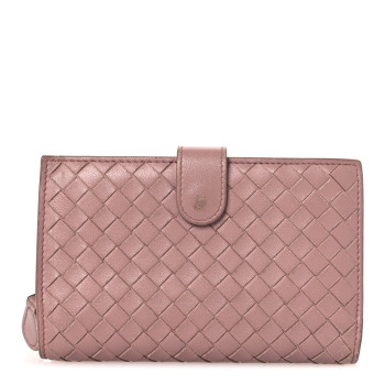 BOTTEGA VENETA Nappa Intrecciato French Flap Wallet Mallow