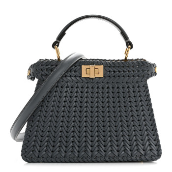 FENDI Vitello King Shiny Nappa Intreccio Petite Peekaboo I SEE U Satchel  Tempesta