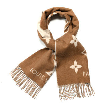 LOUIS VUITTON Cashmere Monogram Reykjavik Scarf Sable