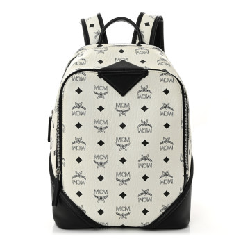 MCM Visetos Small Duke Backpack White Black