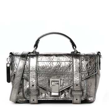 PROENZA SCHOULER Metallic Lambskin Tiny PS1 Satchel Silver