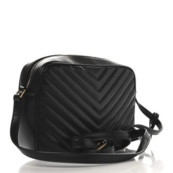 SAINT LAURENT Calfskin Matelasse Monogram Lou Camera Bag Black
