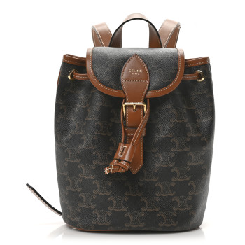 CELINE Triomphe Canvas Calfskin Mini Folco Backpack Tan