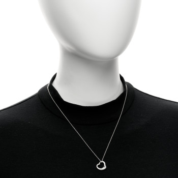 TIFFANY Sterling Silver 16mm Elsa Peretti Open Heart Pendant Necklace