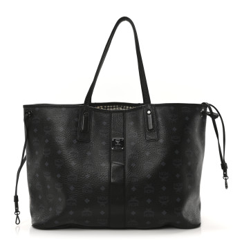 MCM Visetos Large Liz Reversible Shopper Tote Black