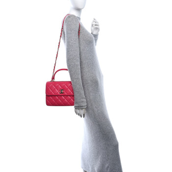 CHANEL Lambskin Quilted Small Trendy CC Flap Dual Handle Bag Dark Pink