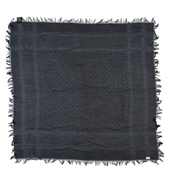 GUCCI Wool Silk GG Monogram Diamante Plaid Surviee Shawl Graphite Black