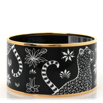 HERMES Enamel Printed Extra Wide Les Leopards Bracelet 65 Positif Negatif